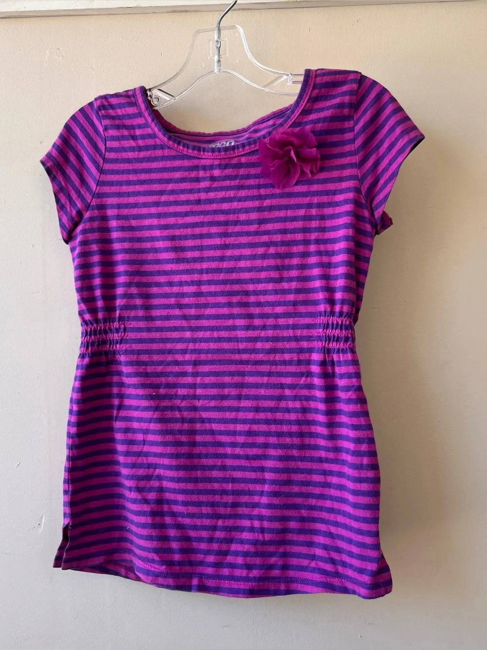 Circo Purple & Pink Striped Short Sleeve Tee with Flower